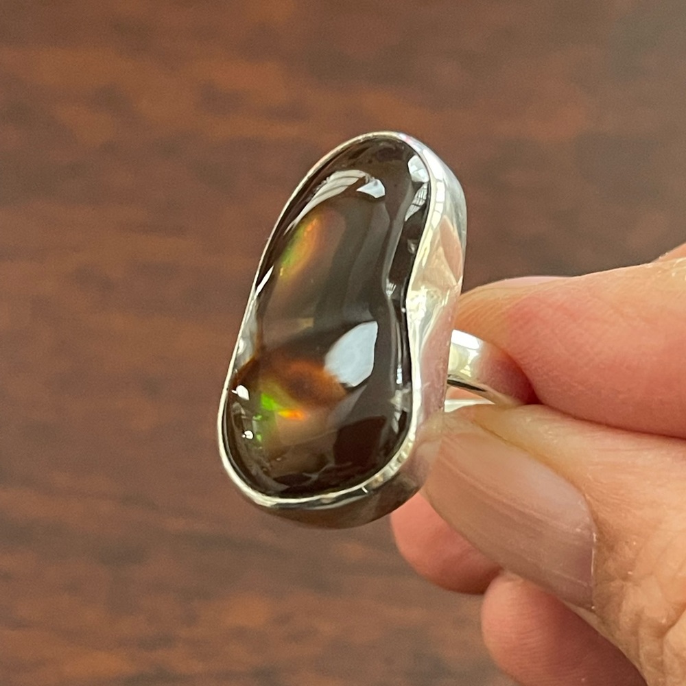 Huge Fire Agate Solid Sterling Silver Size 6.5 Ri… - image 1